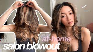 AT HOME SALON BLOWOUT TUTORIAL! + haircare routine, products I use everyday | Colleen Ho