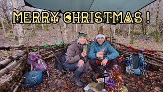 Merry Christmas to All-Funky Festive Fizz in the woods-Tarp Shelter-Snowdonia Cheese & Crackers