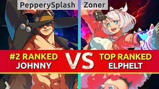 GGST ▰ PepperySplash (#2 Ranked Johnny) vs Zoner | Kshuewhatdamoo (TOP Ranked Elphelt). GG Strive