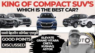 Honda Elevate vs Creta  vs Kushaq vs Taigun vs Astor vs Grand Vitara | compact SUV #autocritic