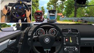 Volkswagen GOLF MK 6 GTI through Narrow Roads - Euro Truck Simulator 2 | Steering Wheel Gameplay