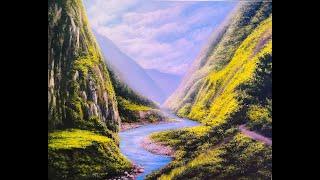 Art by Kyra Lu: Scenic Mountain View (Acrylic Painting #17 )