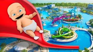 Baby Goes on TALLEST WATER SLIDE!