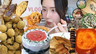 Mukbang Vlog) Can I Diet on My Birthday? (Tteokbokki, Grapefruit Cake, Chicken, Buldak+Takoyaki)