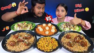 Eating Korean Noodles | Veg Momos | Manchurian | Chowmein | Macroni | Dahipuri | Food Challenge