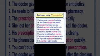 "Prescription" Meaning with examples | English Vocabulary #shortfeed #english #shortfeed #learn