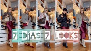 7 DAYS 7 LOOKS with BURDOUS ZARA FALDA | WINTER OUTFIT IDEAS SATÉN MIDI FALDA | Lidia Siori