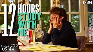 LIVE | 12-HOUR study with me (part 1)  rain sounds & pomodoro timer 60 & 10