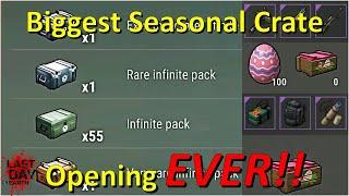 The Biggest Seasonal Crate Opening EVER! 55 Infinite Packs + 100 Easter Eggs!! [Last Day on Earth]