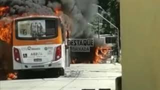 Mais dois ônibus são incendiados em ataques de traficantes em Nova Iguaçu