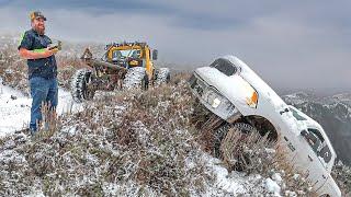 Snow Storm Launches Ram Truck Off Mountain Trail!