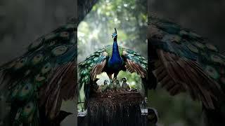 Heroic Peacock Mother Keeps Chicks Safe in the Rain #mother  #birds  #peacock  #rain   #trending