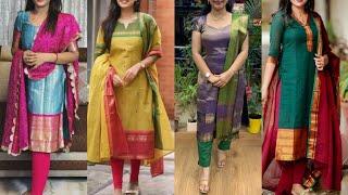 Latest Silk dress design ideas 2024 | Saree pattern long gown dress design | gown , chudi designs