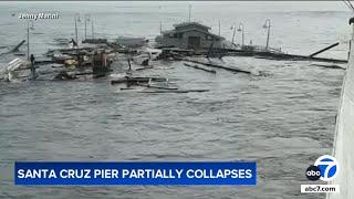 Santa Cruz Wharf partially collapses during high surf