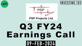 PSP Projects Limited Q3 FY24 Earnings Call | PSP Projects Limited FY24 Q3 Concall