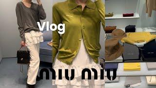 Vlog 미우미우 프라이빗 세일 품목 입어보기,프라다 초콜릿로퍼,셀린느 트리오페 볼캡 써보기,룰루레몬 매장,새해 필라테스 운동