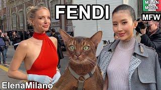 Fendi woman street style, outfits, show 21/02/24 Milan fashion week  #italy #milan #mfw