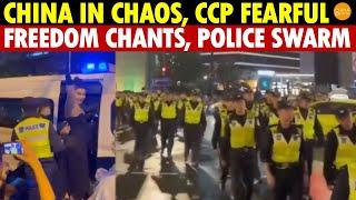 China in Turmoil, CCP on Edge! Shanghai Girl Shouts for Freedom on Halloween as Police Swarm Streets