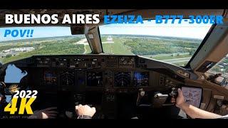 Boeing B777-300ER Cockpit Landing at Buenos Aires EZE in 4K!