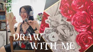 Draw with mereal-time drawing session on shikishi - chill jazz + pomodoro timer