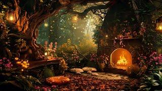 Cozy Relaxing Nook in Deep Forest  Melodies Magical Music & Fire Sound | Stress Relief, Sleep Tight