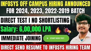 Infosys Direct Test Hiring | Test Ongoing | Infosys Direct Interview | Mega Walkin Drive | 2019-2024