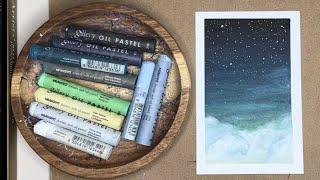 오일파스텔 간단한 밤하늘 그리기 초보 simple oilpastel drawing for beginners