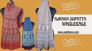 Beautiful Ajrakh Block Print Dupatta & Stole Online  | Ajrakh Dupatta Wholesale | SSethnics