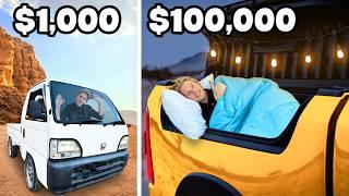 $1000 vs $100,000 Super Trucks! *Overnight Challenge*