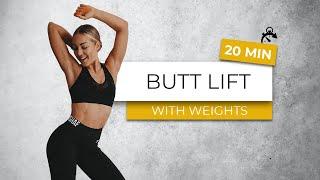 20 MIN BUTT LIFT | Round Booty at home workout | with weights | No Repeat