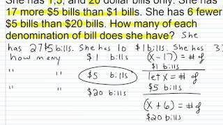 Algebra 1 Help: Solving Money Word Problems