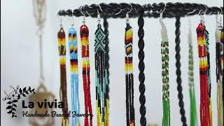 Beaded Earrings by Lavivia | Extra Long earrings inspired by Native american Seed-Bead-work