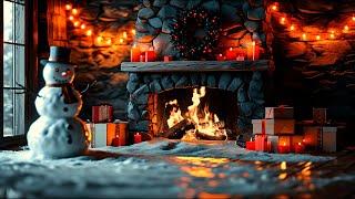 Cozy Christmas Fireplace 4K with Crackling Fire Sounds and Snowman for Relaxation at Home