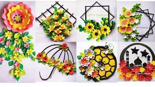 7 best paper flower wallhanging craft idea/diy craft/wallmate/easy craft/wall decoration idea