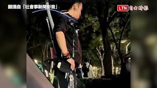 台中市民廣場驚見怪異交通指揮男 警：將告誡約束(警方提供)