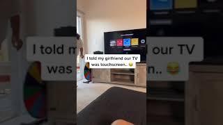 TOUCHSCREEN TV PRANK ON MY GIRLFRIEND  #shorts