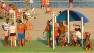 Open-air gym in Barcelona, Barceloneta beach