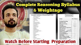 Complete Reasoning Chapterwise Syllabus of SSC and its weightage.