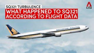 What happened when SQ321 hit turbulence, according to flight data