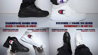 Champion Zone Mid Black vs White   On Feet Compare