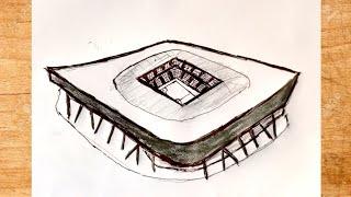 How to draw a Football Stadium - Very easy - SHN Best Art