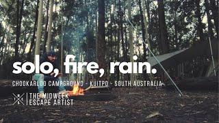 Solo Camp, Rain, Fire, Tarp, Tent. BURGERS. Kuitpo Reserve - South Australia