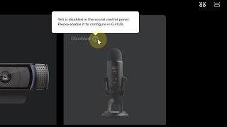 Yeti is diabled in the sound control panel. Please enable it to configure in G HUB.