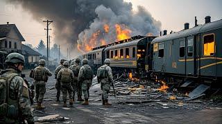 A train full of tanks and US troops was destroyed by the Russians before arriving in Ukraine