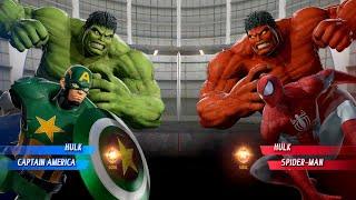 Hulk & Green Captain America VS Red Hulk & Red Spiderman - Marvel vs Capcom Infinite