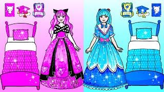 [LIVE NOW] Paper Dolls Dress Up  Blue And Pink Barbie's New House Handmade