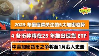 2024即将落幕，2025 年最值得关注的加密货币趋势！4 种加密货币可能在 2025 年推出自己的现货 ETF！柴犬是印度交易量最大的代币，而狗狗币是持有量最大的代币；｜未来之声HuanTV