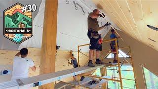 Building The Nantahala Retreat #30 | Installing a Giant T&G Wood Ceiling