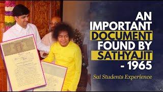 The Mystery Unveiled: Sathya Sai Baba's 1965 Document Exploration } sathyajit on Sathya Sai Baba