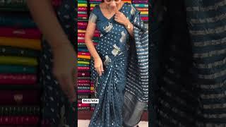 Viscose Silk Bud Butta Cow Border PeacockBlue Saree I Wholesale Shop I@Rkcollectionssarees